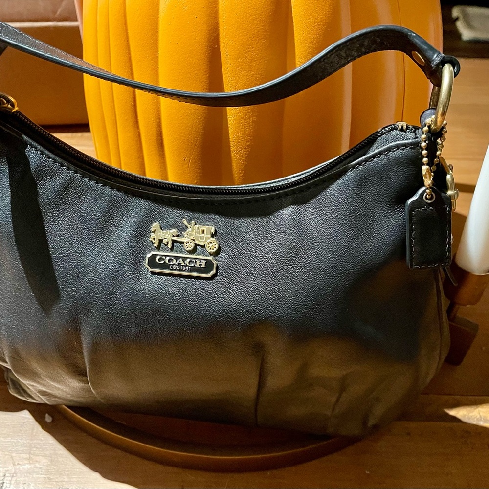 Coach Small Madison Black Leather Shoulder Bag
